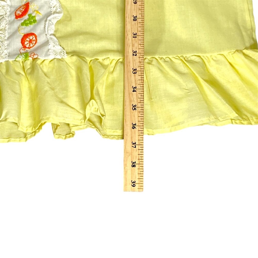 Vintage Nightgown Womens L Yellow Sleeveless Embroidery Lace Rushed Hem Modest View 3